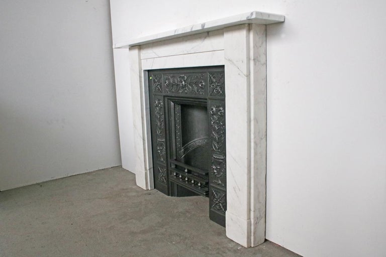 Antique Victorian Fireplace Surround In White Calacatta Marble For
