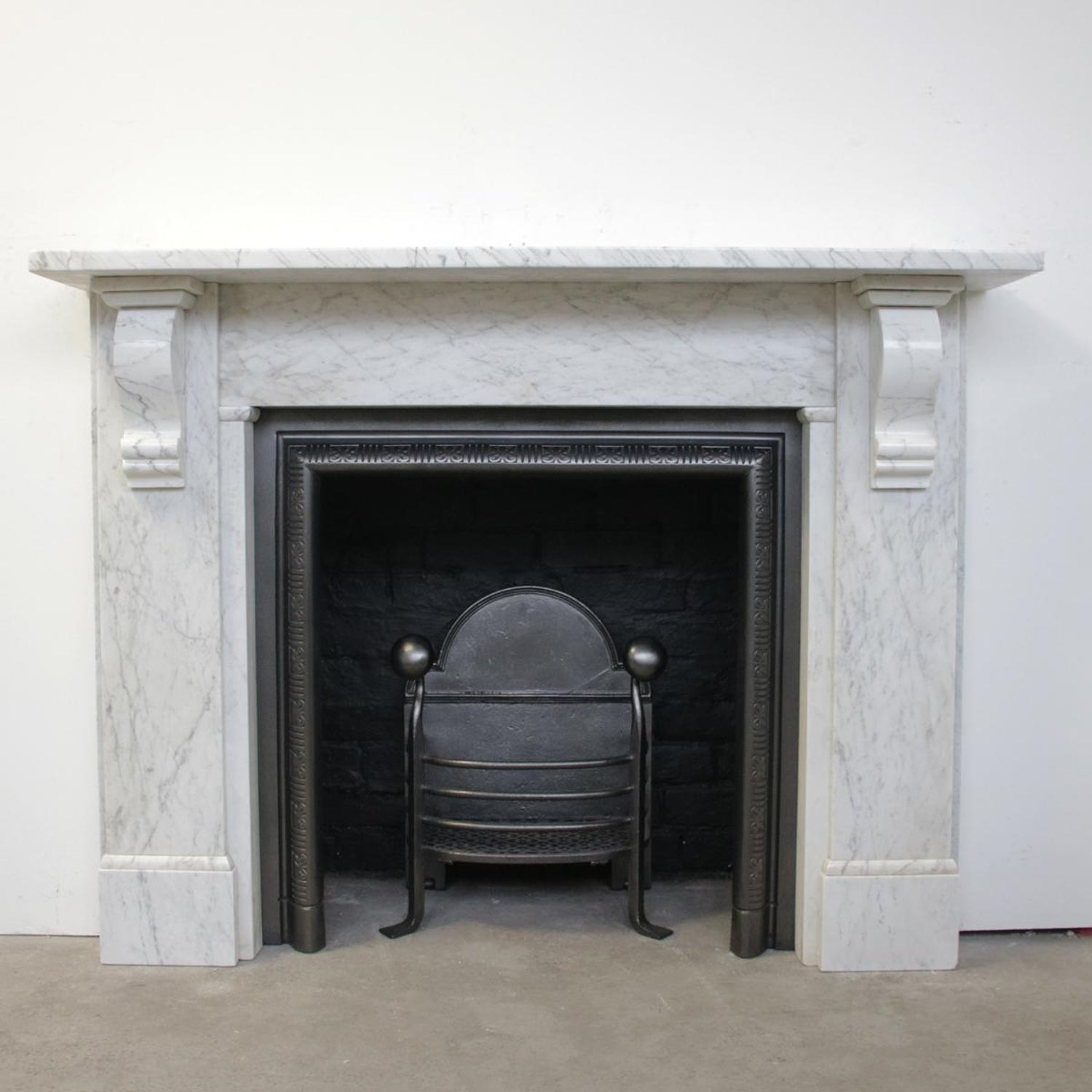 Antique Victorian Fireplace Surround In White Carrara Marble At