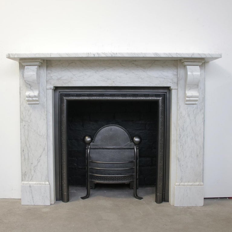 Antique Victorian Fireplace Surround In White Carrara Marble At