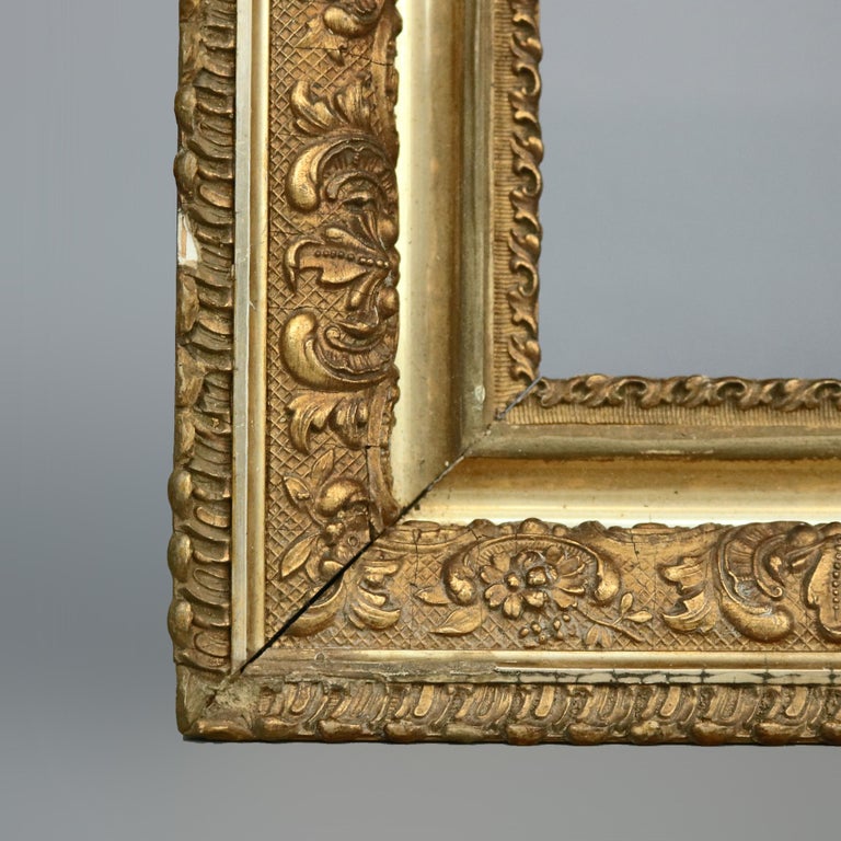 Carved Antique Victorian First Finish Giltwood Painting Frame, c 1890 For Sale