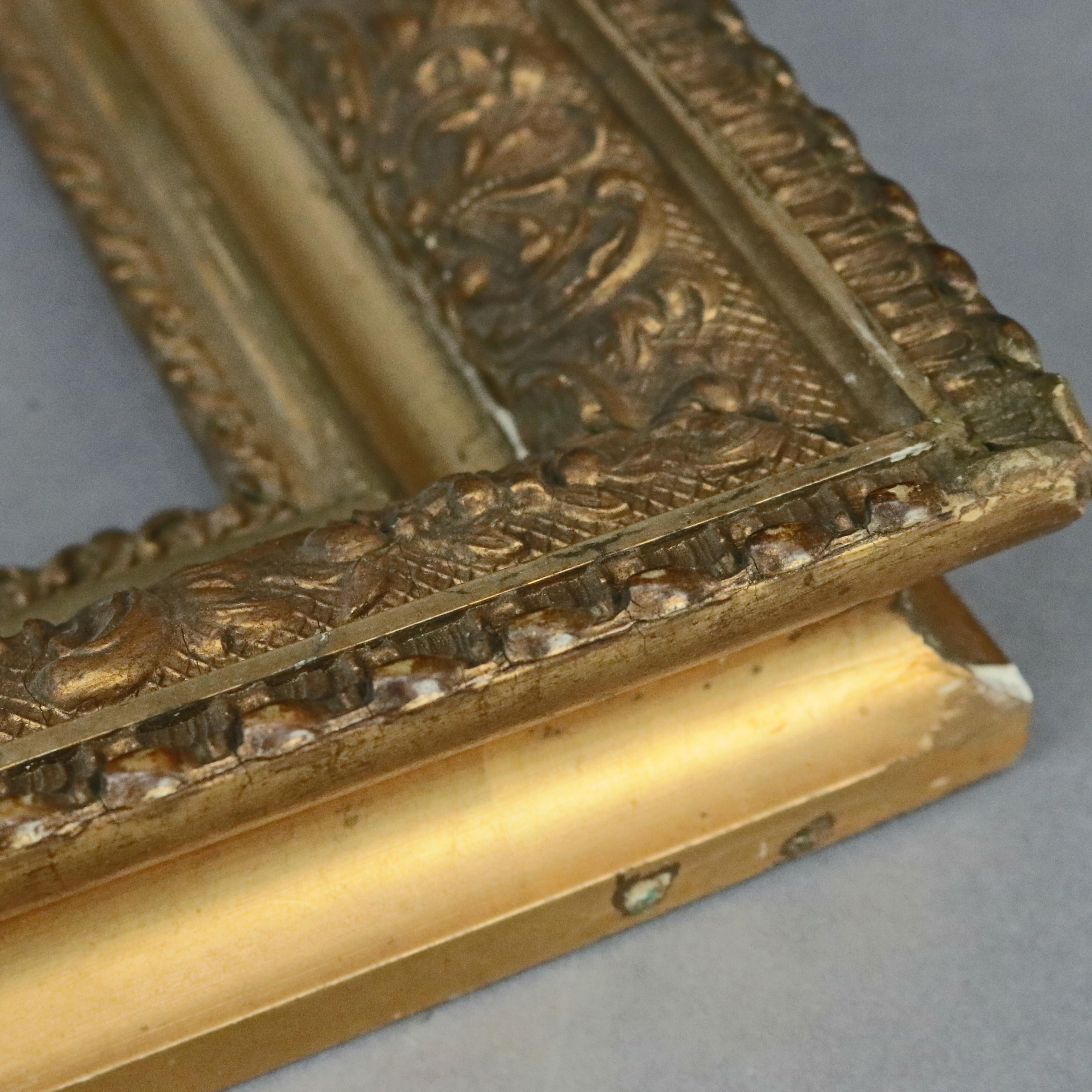Carved Antique Victorian First Finish Giltwood Painting Frame, c 1890