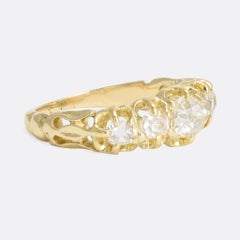 Antique Victorian Five-Stone Old Mine Cut Diamond Gold Ring