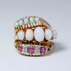 Antique Victorian Five Stone Opal 9ct Rose Gold Ring
