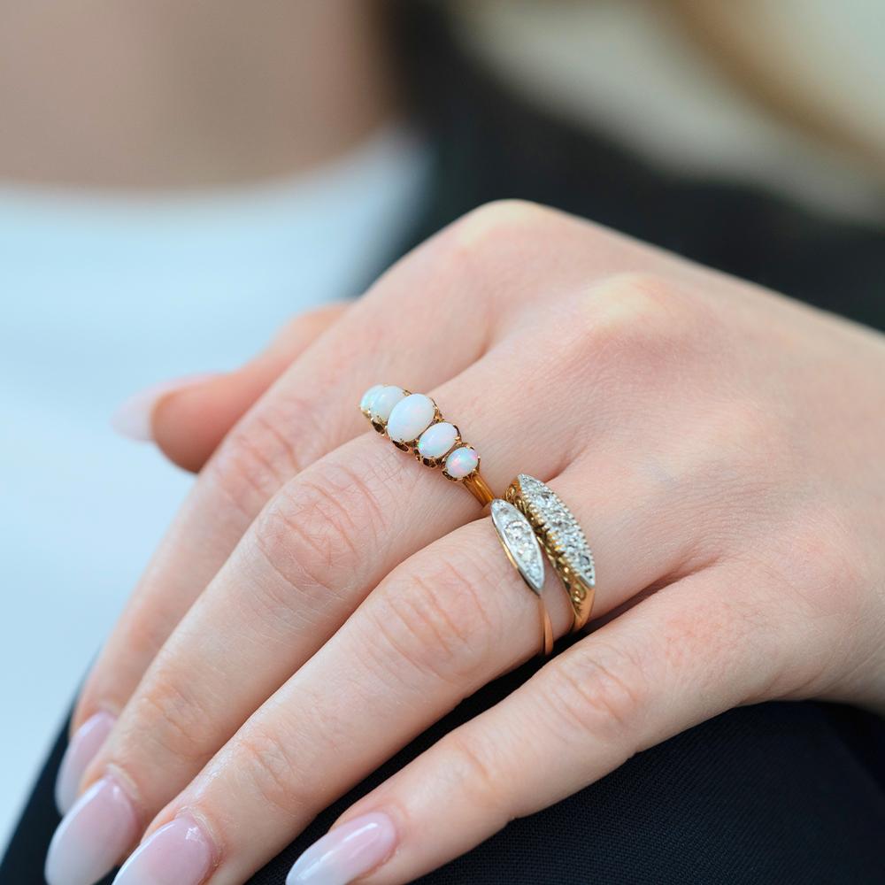 Antique Victorian Five-Stone Opal Ring 18ct Gold Ring For Sale 2