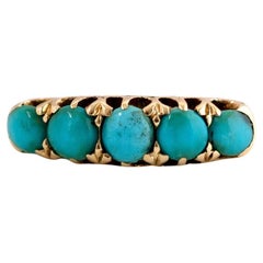 Antique Victorian Five Stone Turquoise 18ct Gold Ring