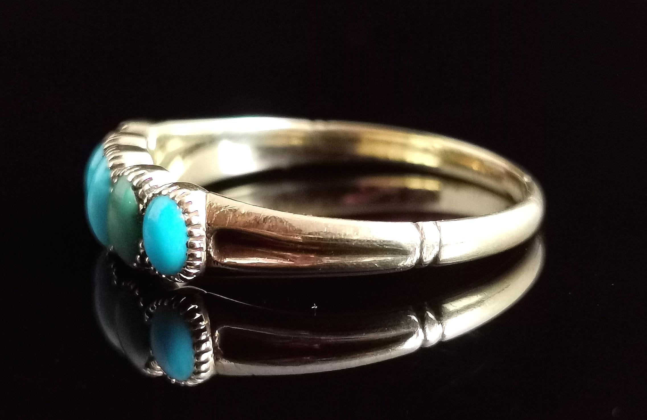 Antique Victorian Five Stone Turquoise Ring, 18k Yellow Gold 5