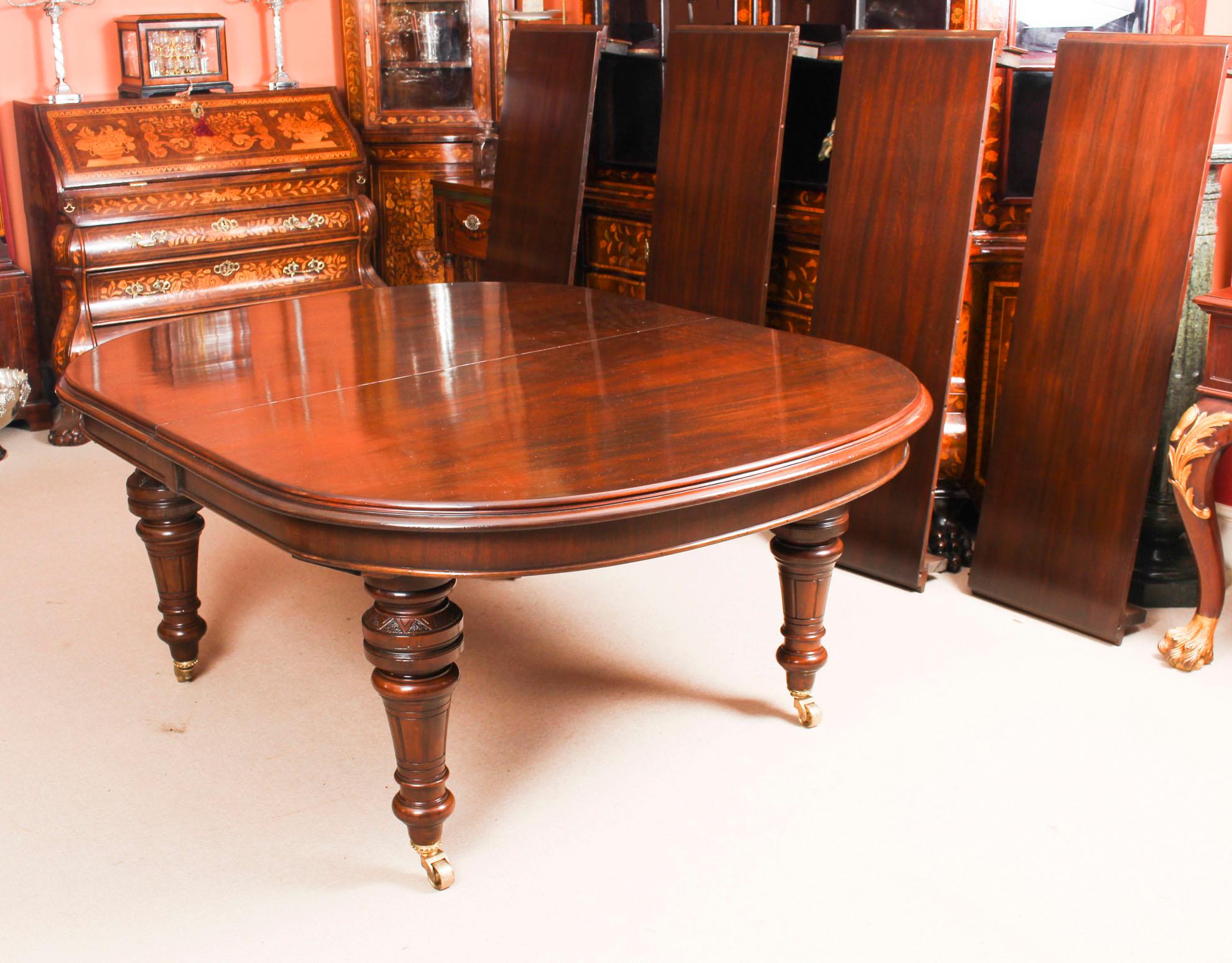 Antique Victorian Flame Mahogany D End Extending Dining Table, 19th Century 14