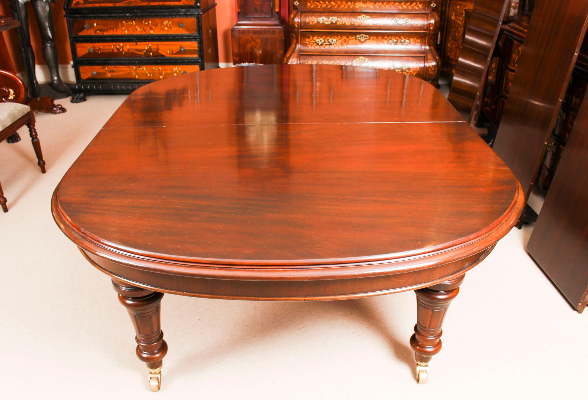 Antique Victorian Flame Mahogany D End Extending Dining Table, 19th Century 15