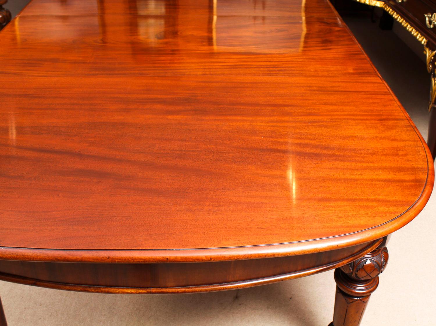 Antique Victorian Flame Mahogany D End Extending Dining Table 19th Century 6