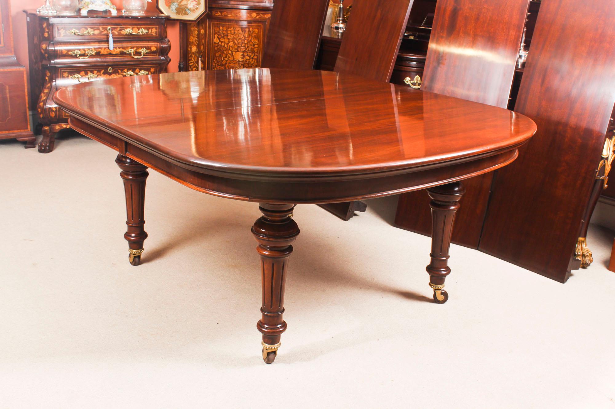 Antique Victorian Flame Mahogany D End Extending Dining Table, 19th Century 14