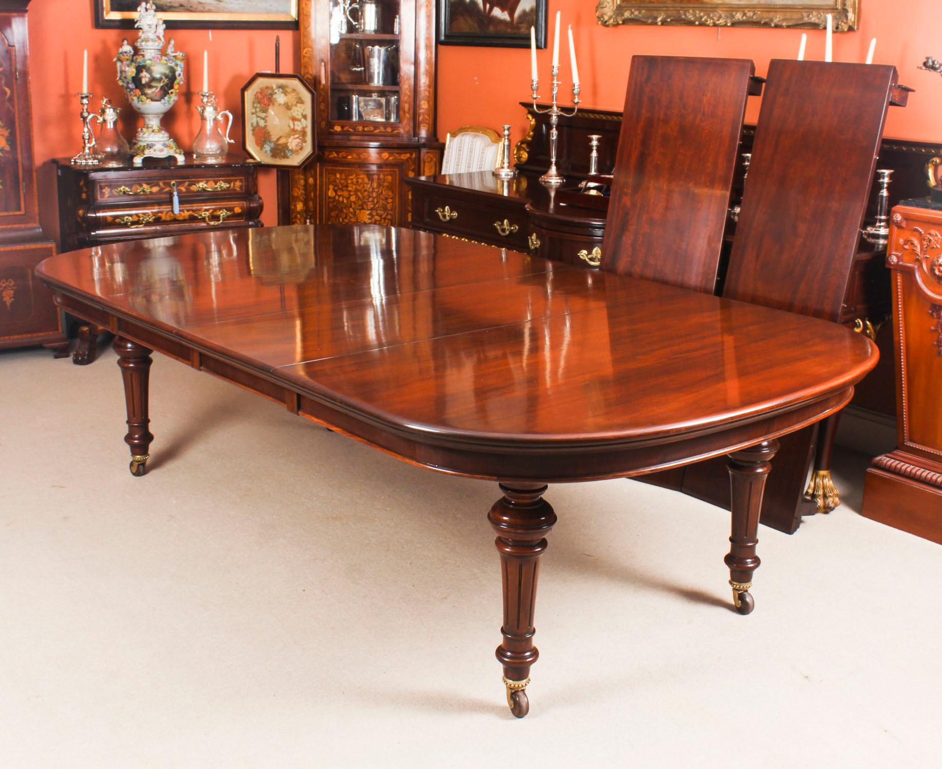 Antique Victorian Flame Mahogany D End Extending Dining Table, 19th Century 2