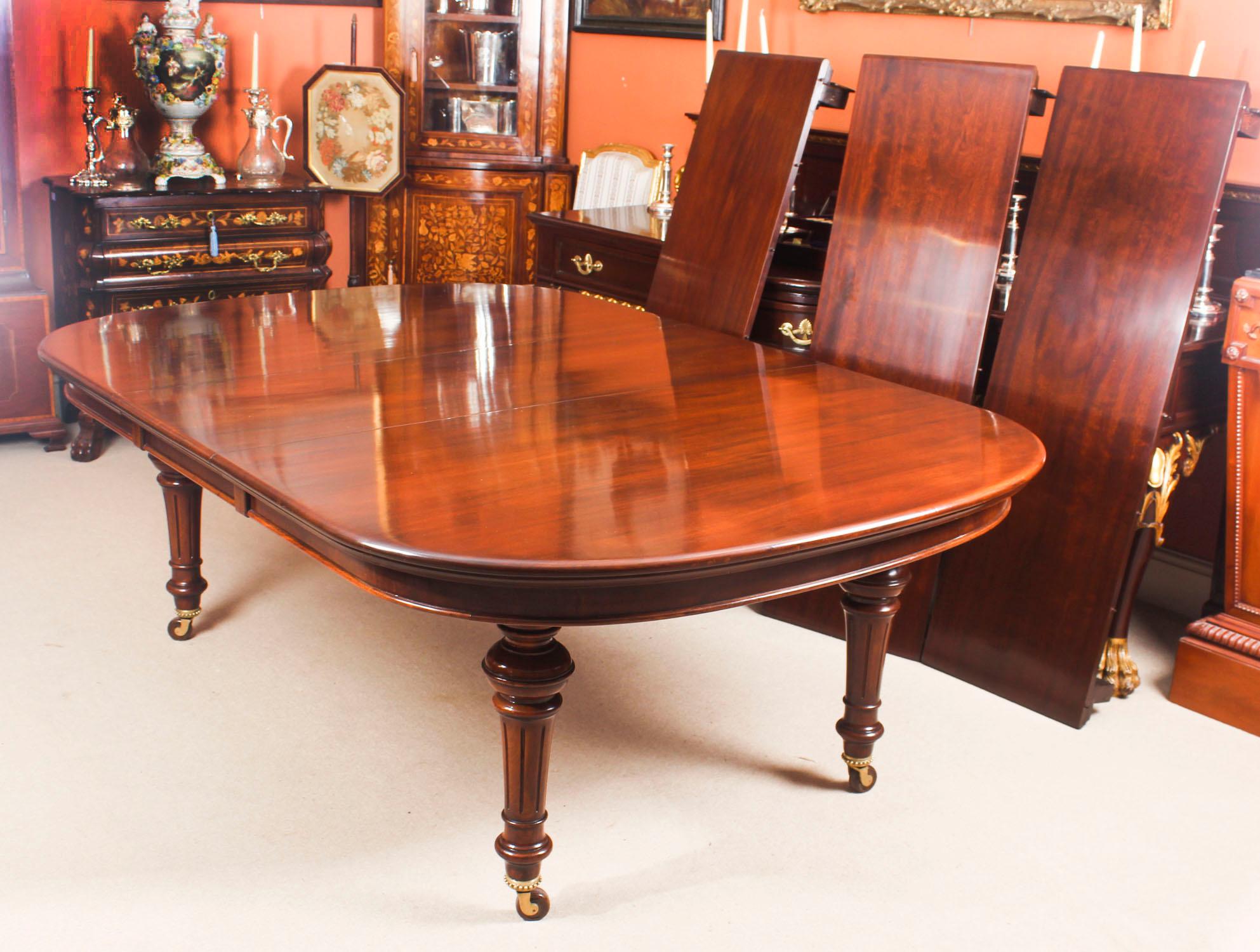 Antique Victorian Flame Mahogany D End Extending Dining Table, 19th Century 3