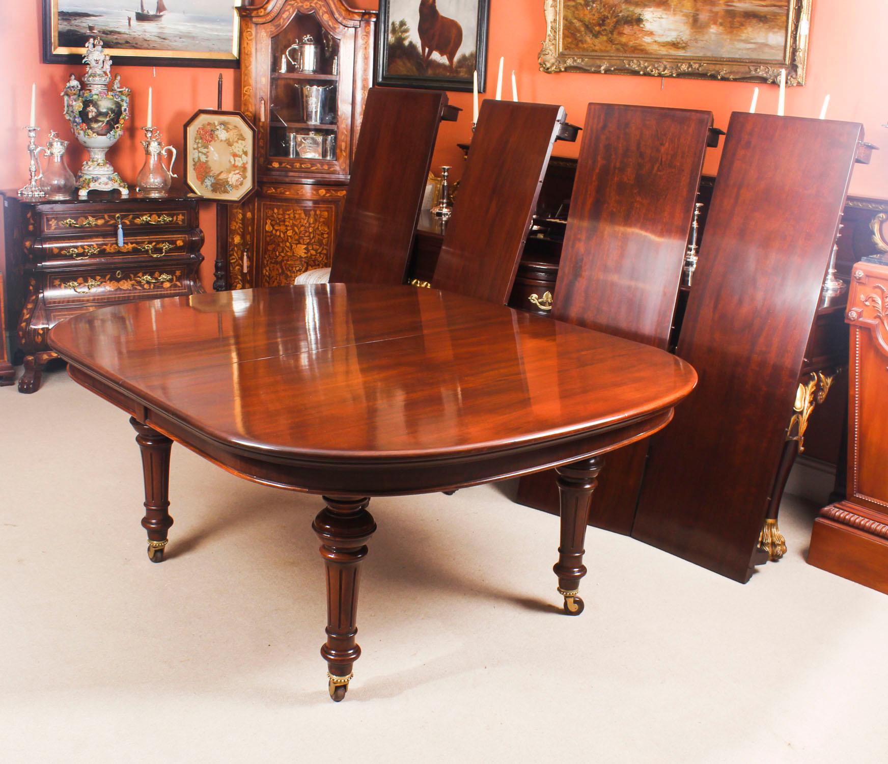 Antique Victorian Flame Mahogany D End Extending Dining Table, 19th Century 4