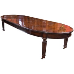 Antique Victorian Flame Mahogany Dining Table, 19th Century