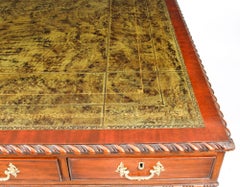Antique Victorian Flame Mahogany Partners Pedestal Desk, 19th Century