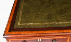 Antique Victorian Flame Mahogany Partners Pedestal Desk 19th Century