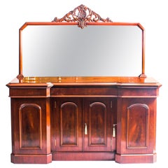 Used Victorian Flame Mahogany Sideboard Chiffonier, 19th Century