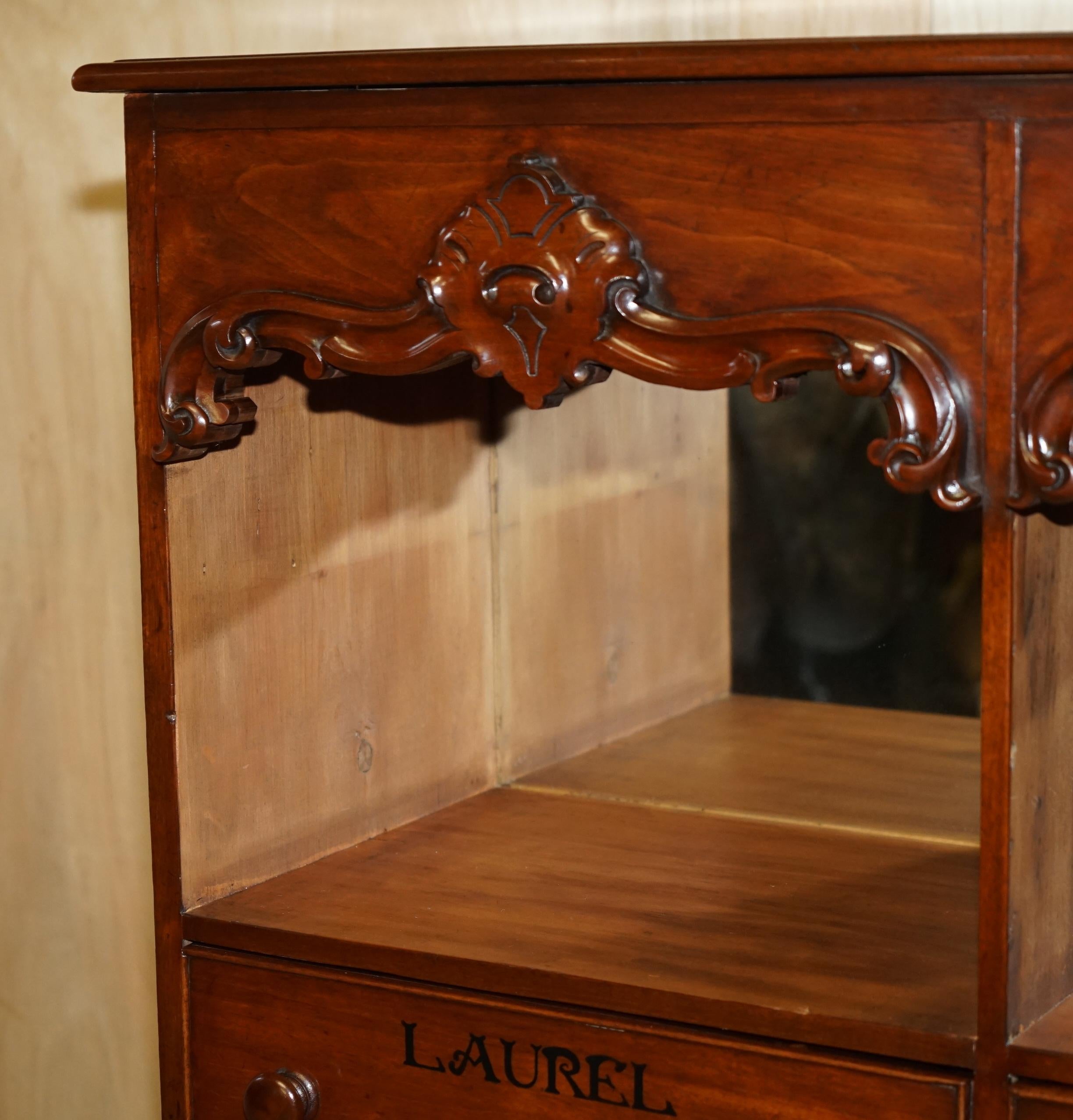 ANTIQUE VICTORIAN FLAMED HARDWOOD HABERDASHERY APOTHECARY CABINET WiTH DRAWERS For Sale 4