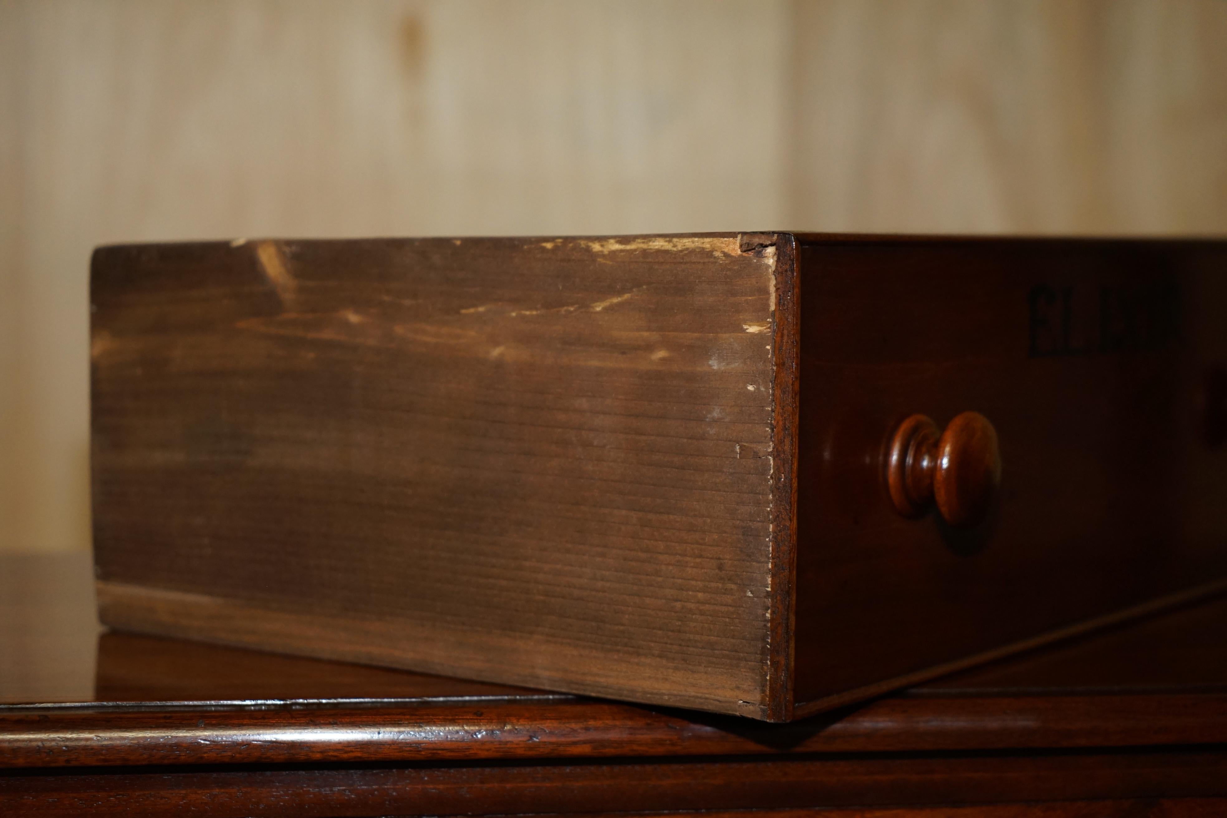 ANTIQUE VICTORIAN FLAMED HARDWOOD HABERDASHERY APOTHECARY CABINET WiTH DRAWERS For Sale 7