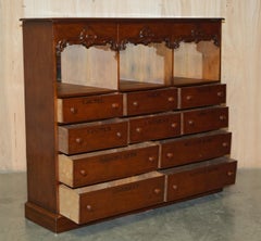 ANTIQUE VICTORIAN FLAMED HARDWOOD HABERDASHERY APOTHECARY CABINET WiTH DRAWERS