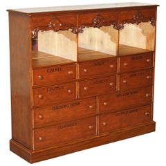 ANTIQUE VICTORIAN FLAMED HARDWOOD HABERDASHERY APOTHECARY CABINET WiTH DRAWERS