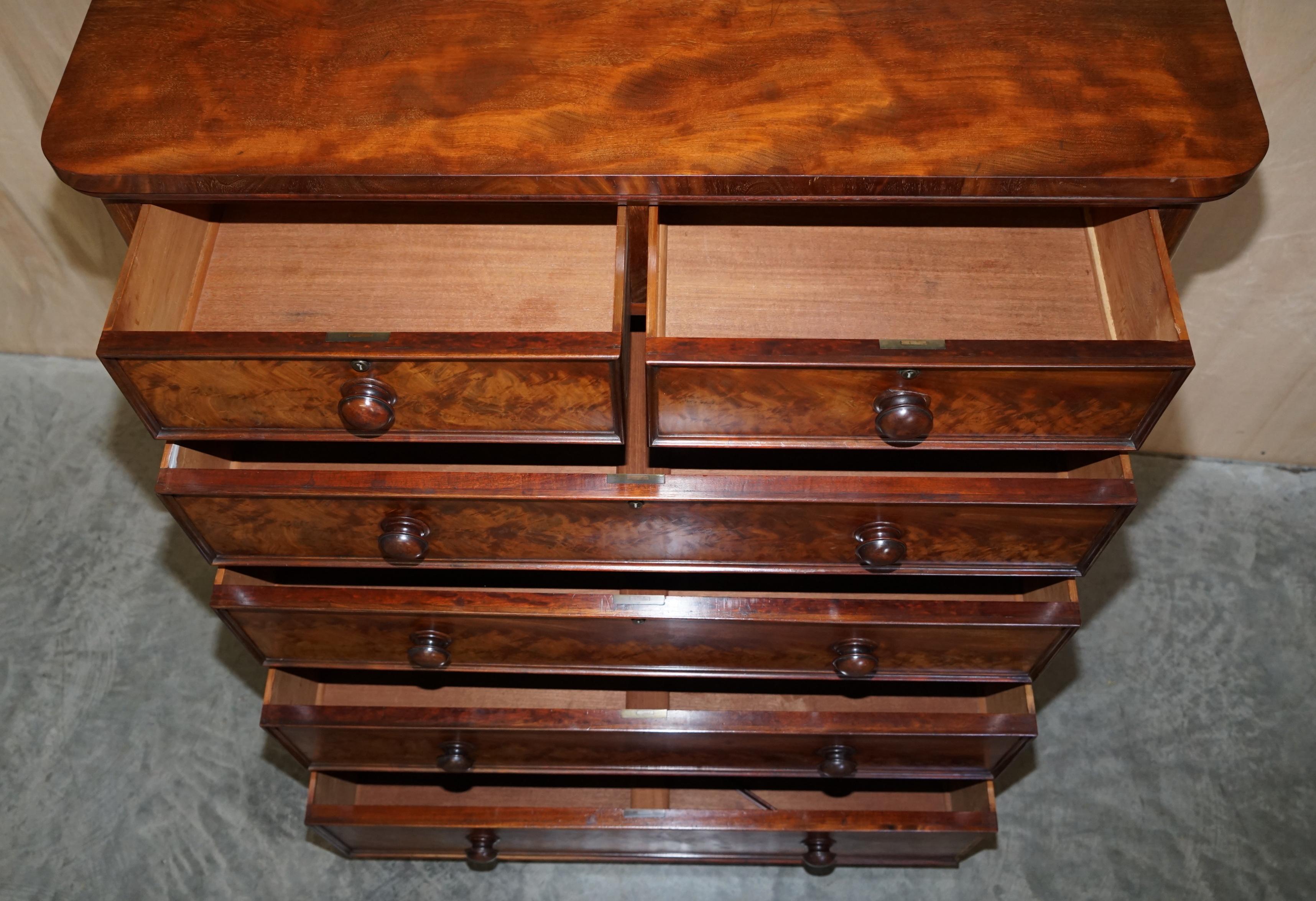 Antique Victorian Flamed Hardwood Two over Four Chest of Drawers Timber Patina For Sale 13