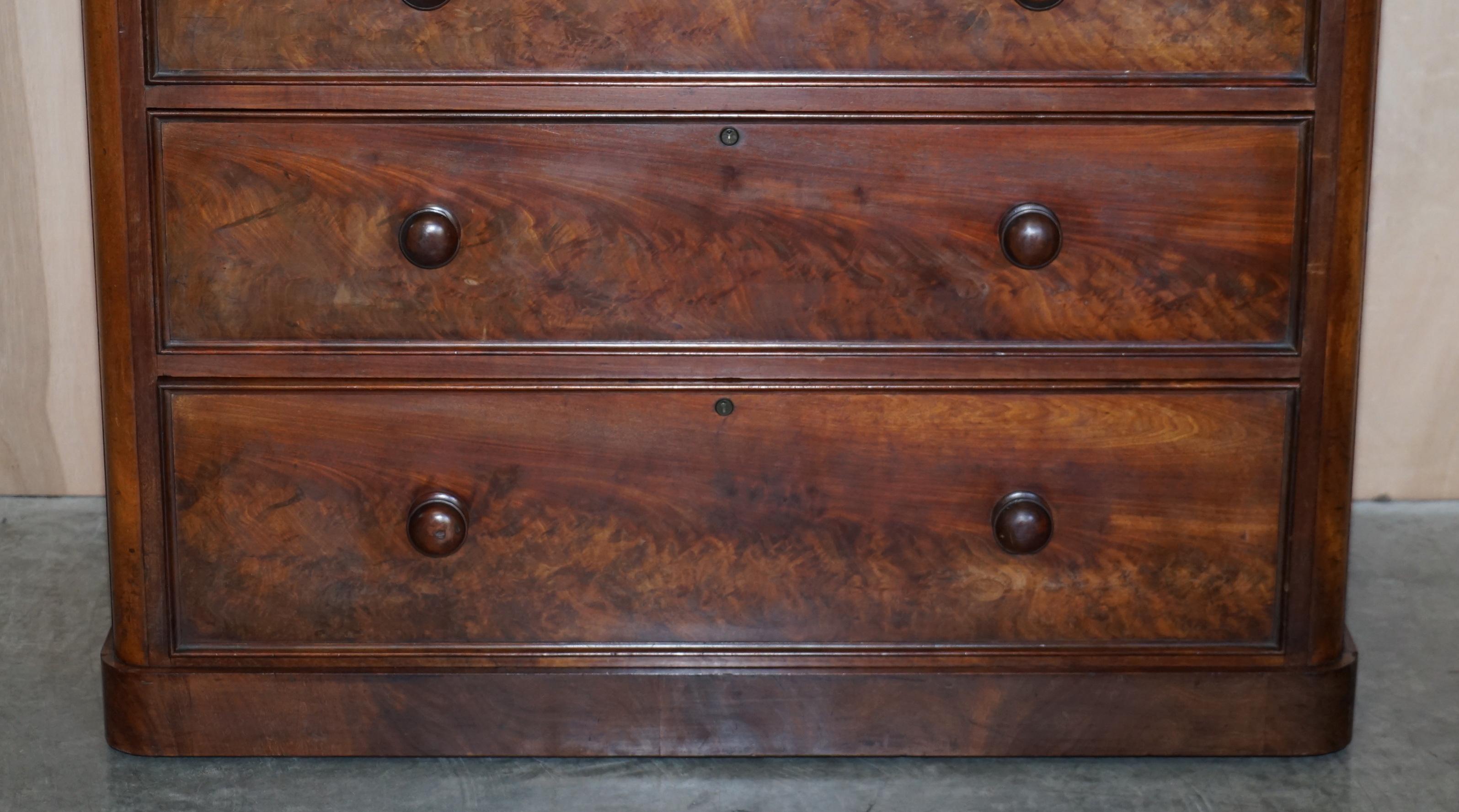 19th Century Antique Victorian Flamed Hardwood Two over Four Chest of Drawers Timber Patina For Sale