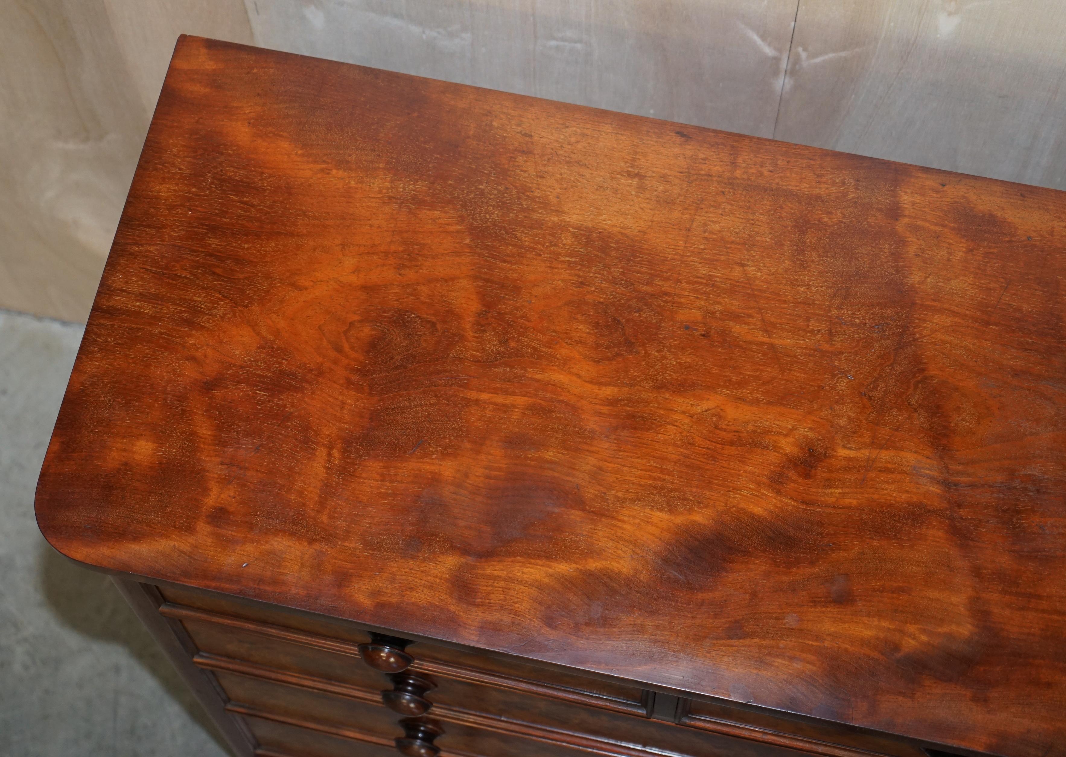 Antique Victorian Flamed Hardwood Two over Four Chest of Drawers Timber Patina For Sale 3
