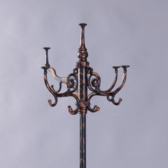 Antique Victorian Flashed Copper & Wrought Iron Coat & Umbrella Tree, circa 1900