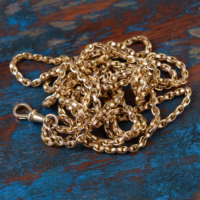 Antique Victorian Flat Belcher Link Guard Chain Necklace