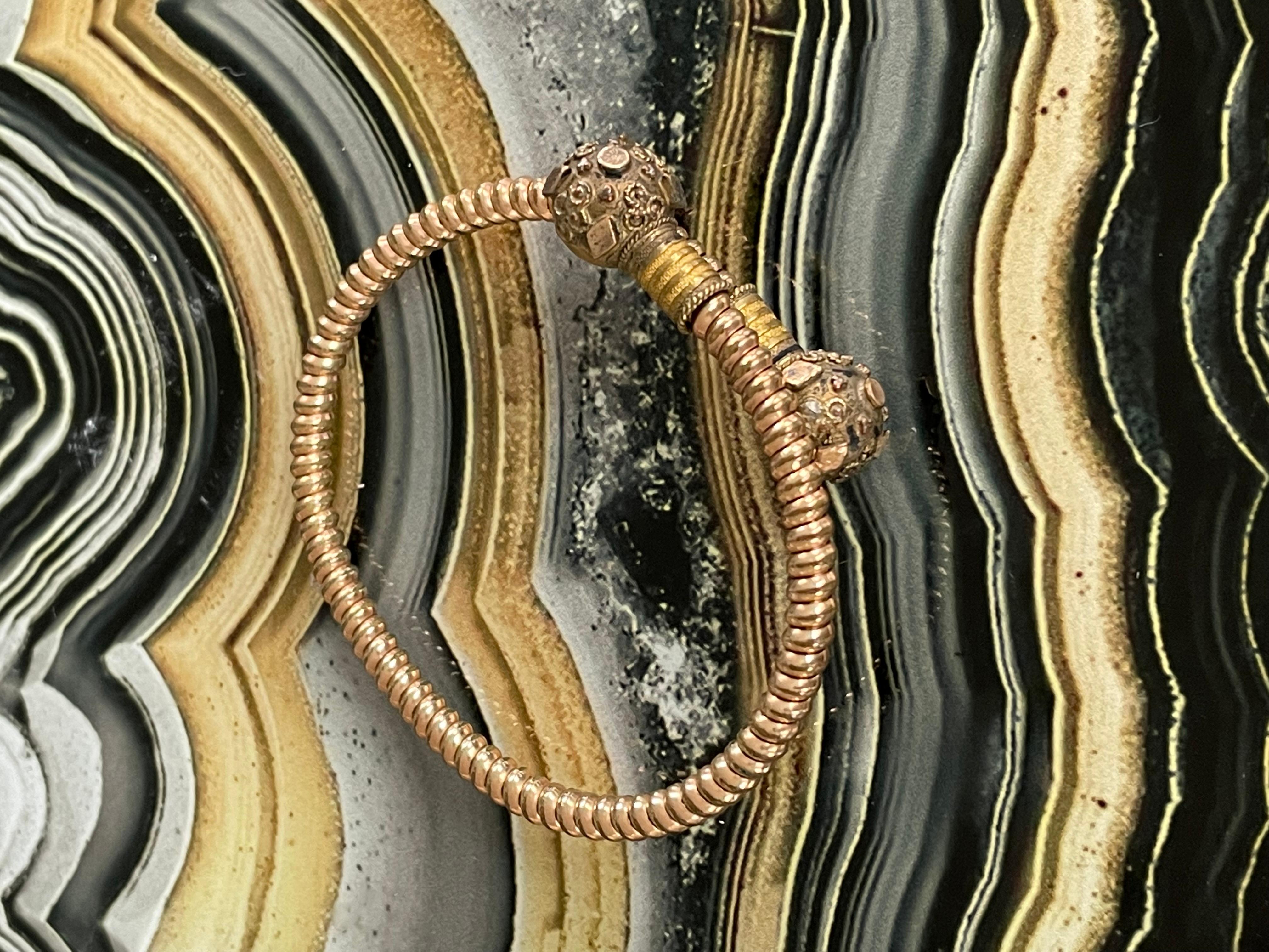 Antique Victorian Flexible Coil Snake-Style Gold Filled Wrap Bracelet For Sale 3