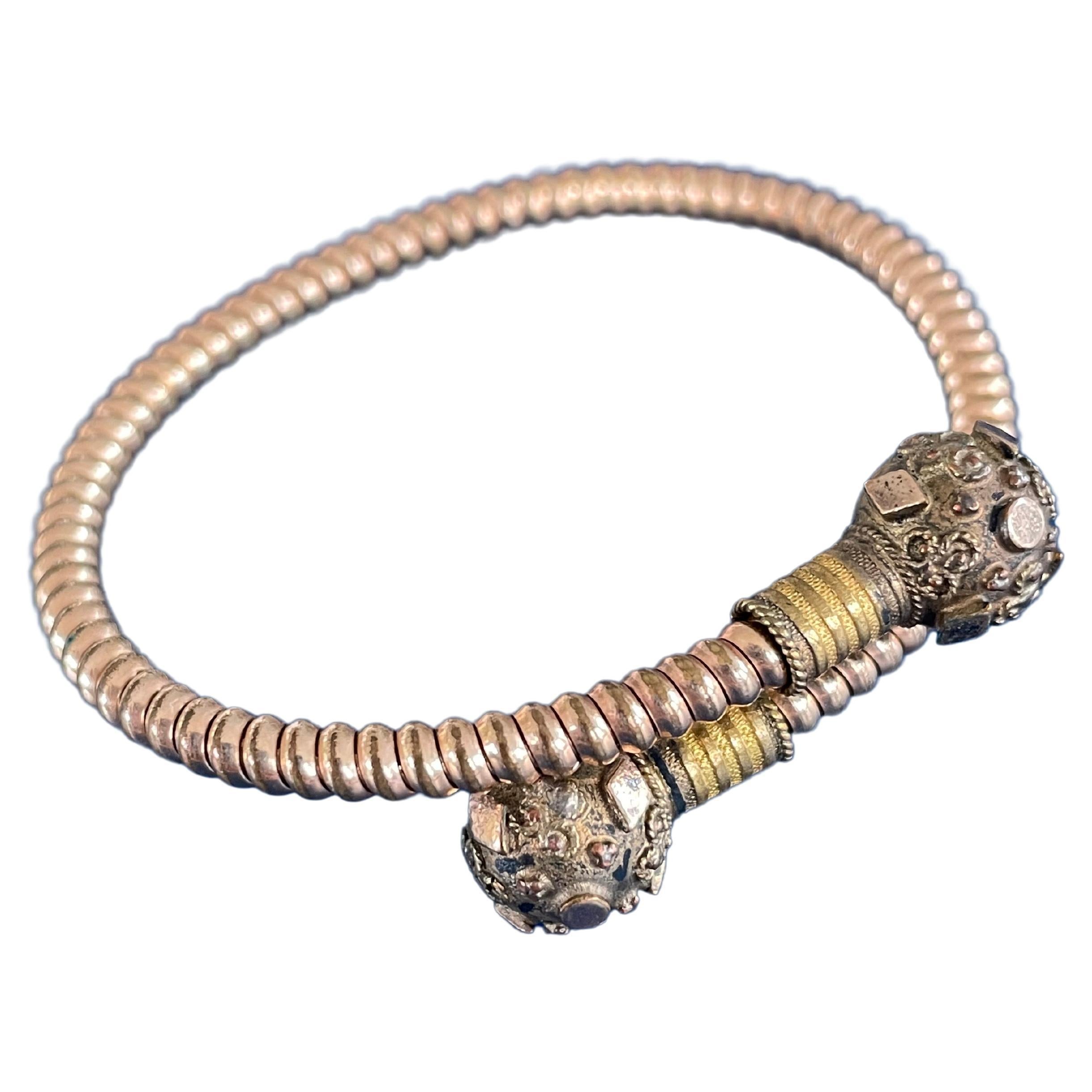 Antique Victorian Flexible Coil Snake-Style Gold Filled Wrap Bracelet For Sale
