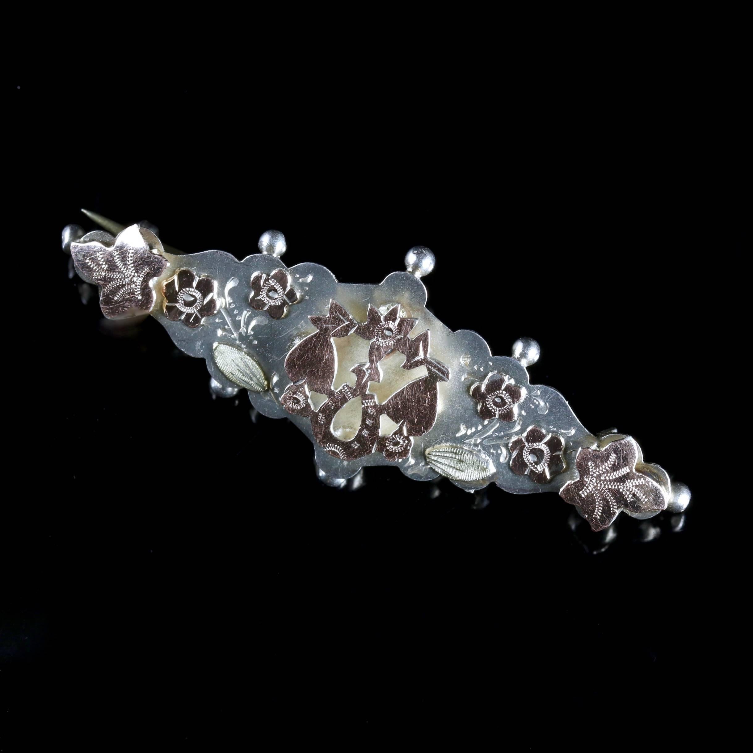 This Victorian Sterling Silver brooch is wonderful, Circa 1900.

The broach depicts lovely flowers and a horseshoe engraved in the centre, which is set in a high carat Gold.

The brooch boasts wonderful workmanship of it’s time.

It is steeped in