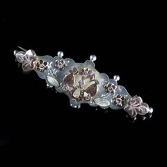 Antique Victorian Floral Horseshoe Brooch Silver, circa 1900