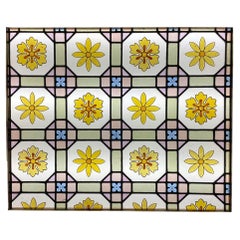 Used Victorian Floral Leaded Glass Window
