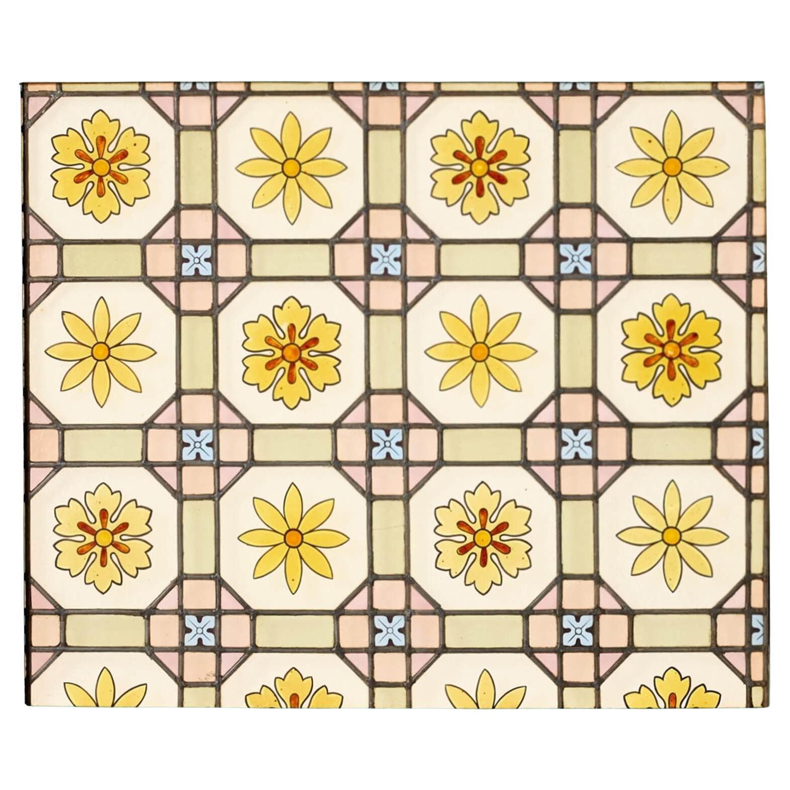 Antique Victorian Floral Leaded Glass Window (fenêtre en verre au plomb)