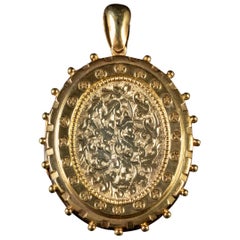 Antique Victorian Floral Locket 18 Carat Gold Silver, circa 1900