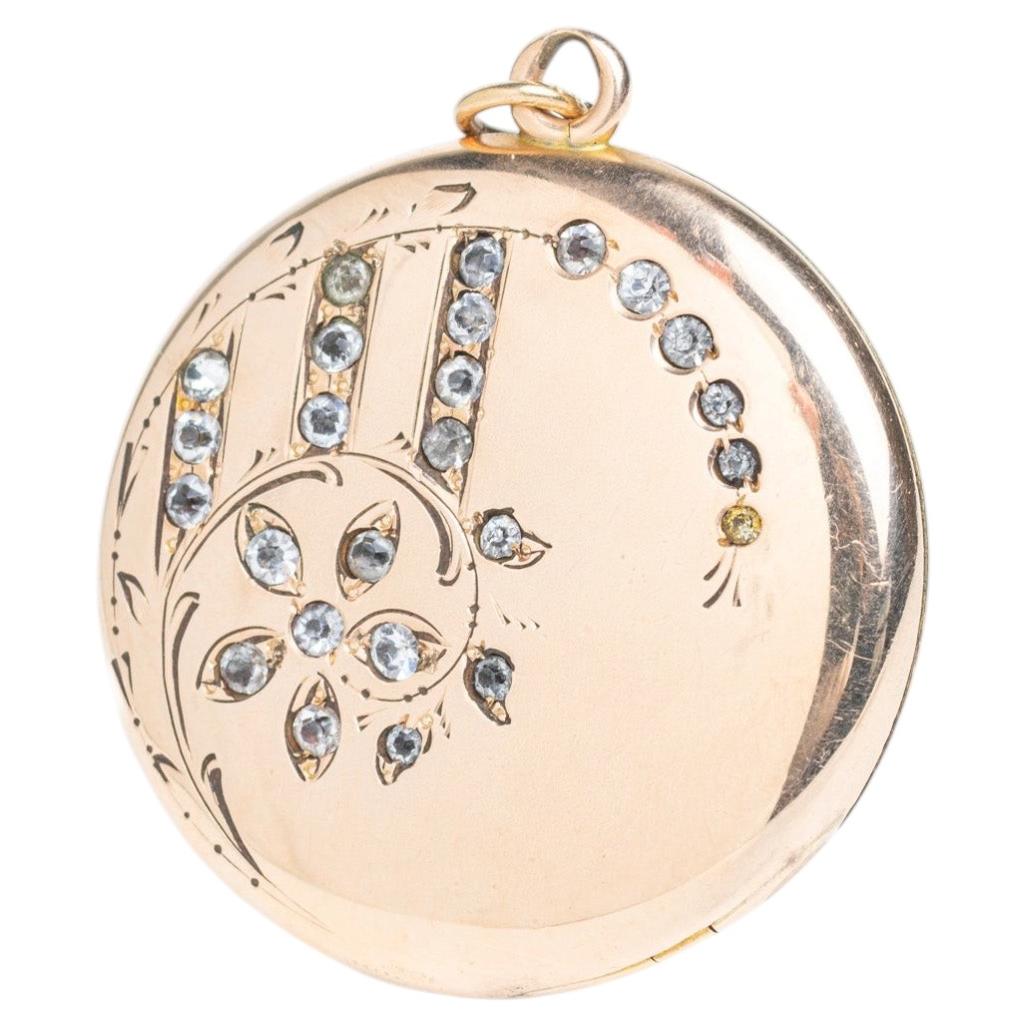 Pendentif médaillon victorien à motif floral en or, vers 1890, W & H Co