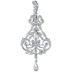 Antique Victorian Floral Paste Stone Pendant Silver, circa 1900