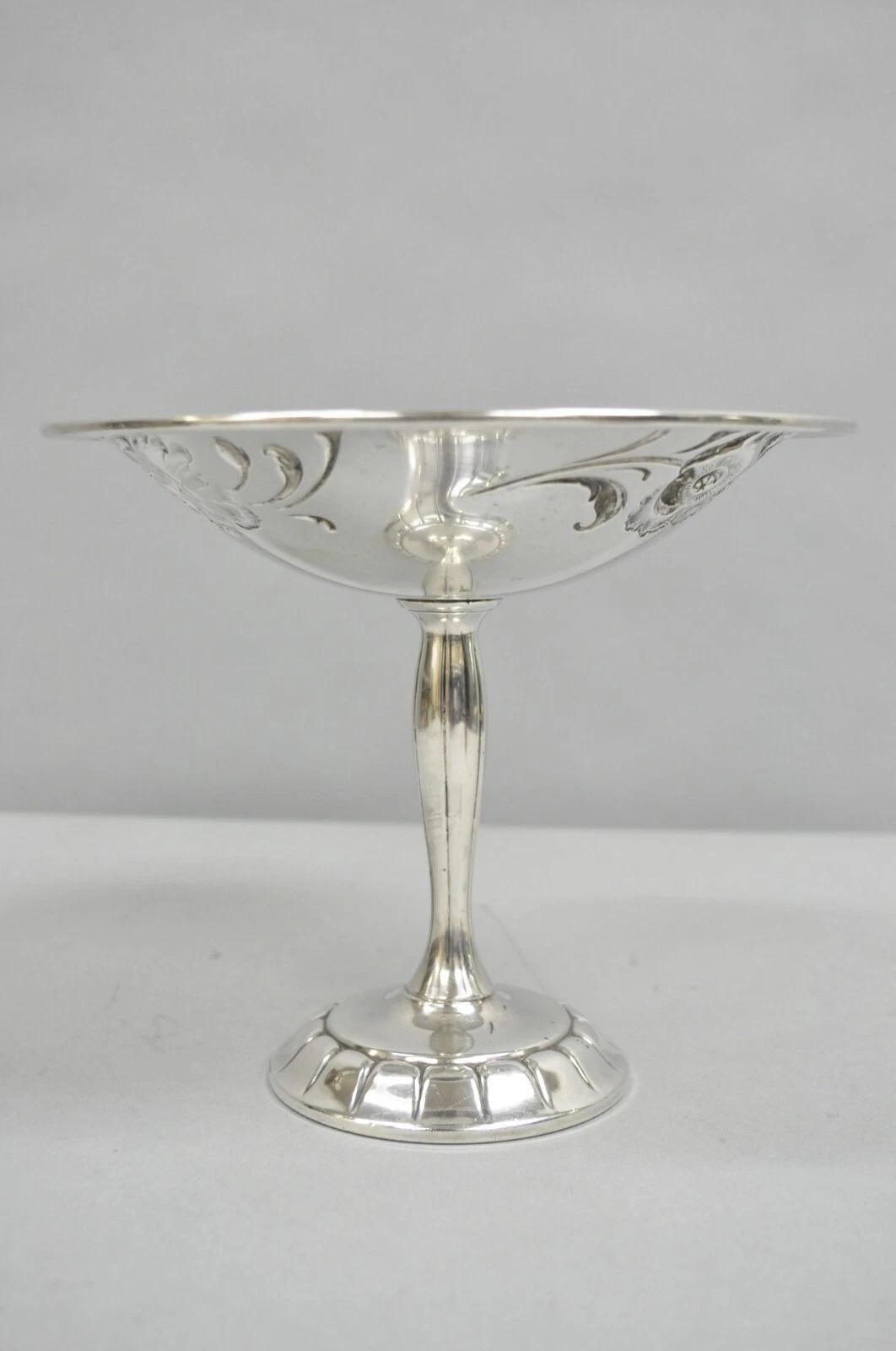 Antike viktorianische versilberte Kompottschale mit Fuß aus WMA Rogers mit Blumenrepousse, WMA im Angebot 3
