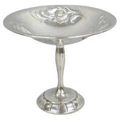 Antique Victorian Floral Repousse WMA Rogers Silver Plated Footed Compote Dish