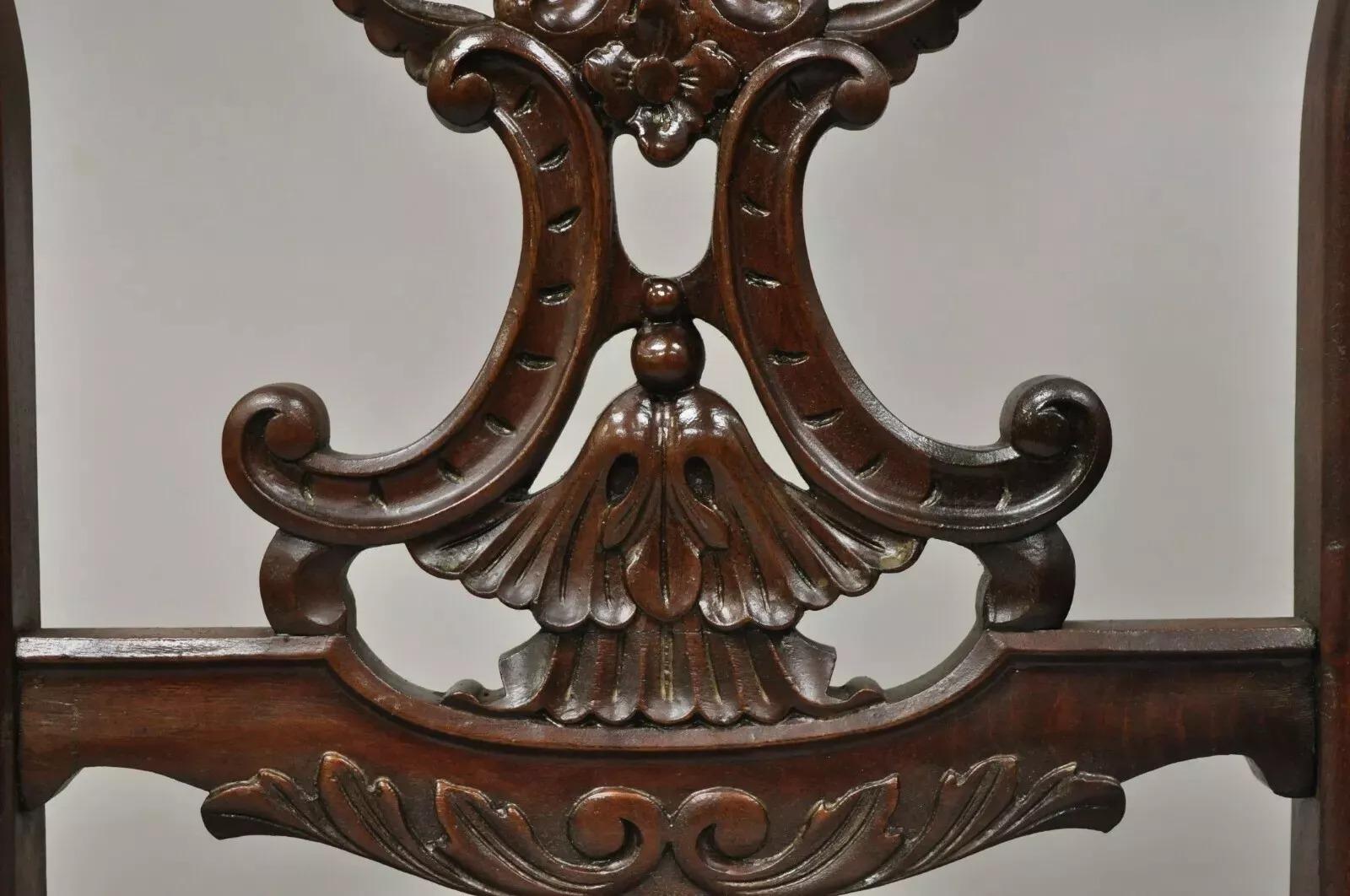 Antike viktorianische Floral Scrollwork geschnitzt Mahagoni Wohnzimmer Akzent Slipper Stuhl im Angebot 4