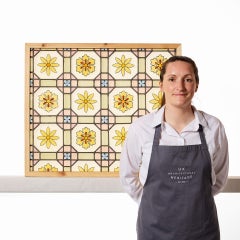 Antique Victorian Floral Stained Glass Window