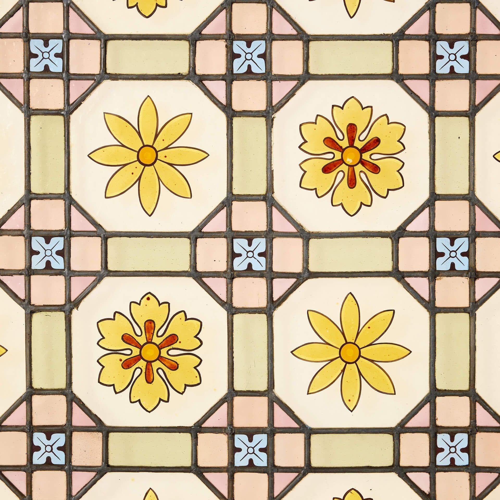 Vidriera Floral Victoriana Antigua Victoriano