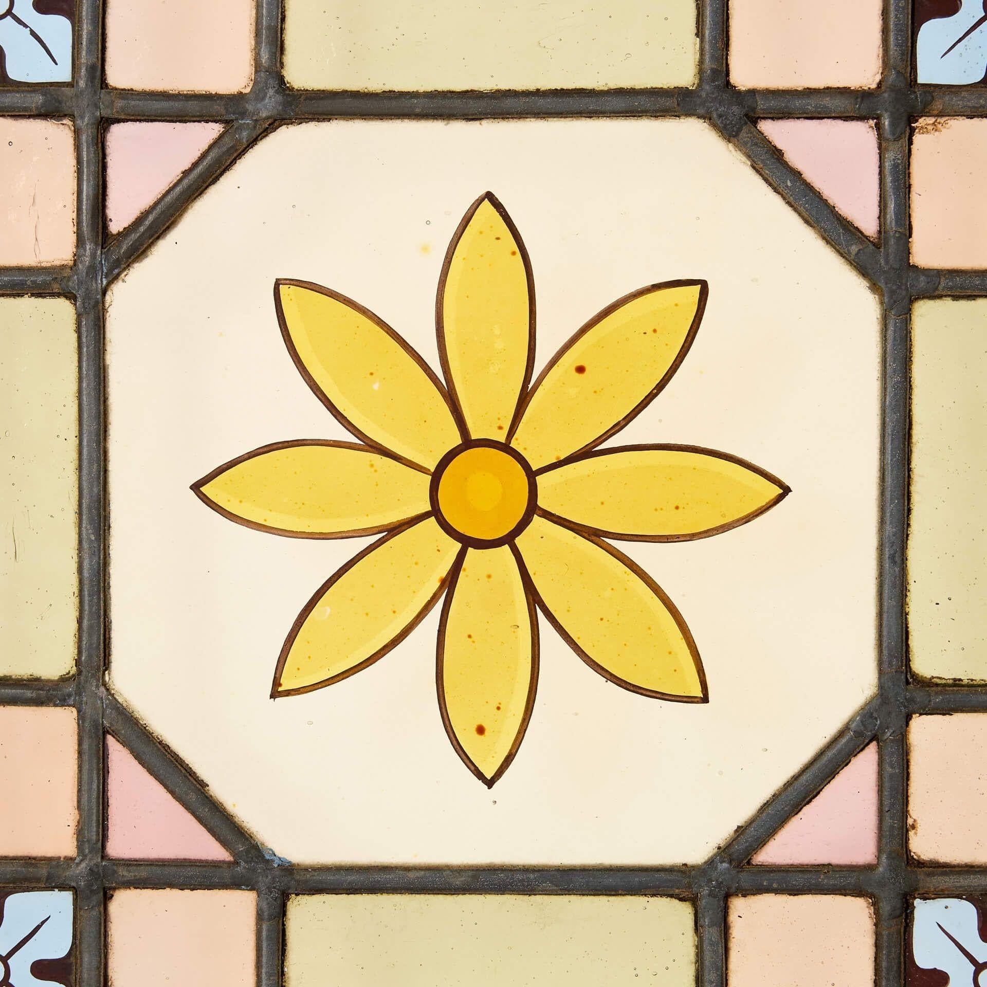 Vidriera Floral Victoriana Antigua Inglés
