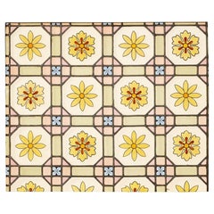 Antique Victorian Floral Stained Glass Window