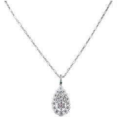 Antique Victorian Floral Suffragette Pendant Silver Necklace, circa 1900