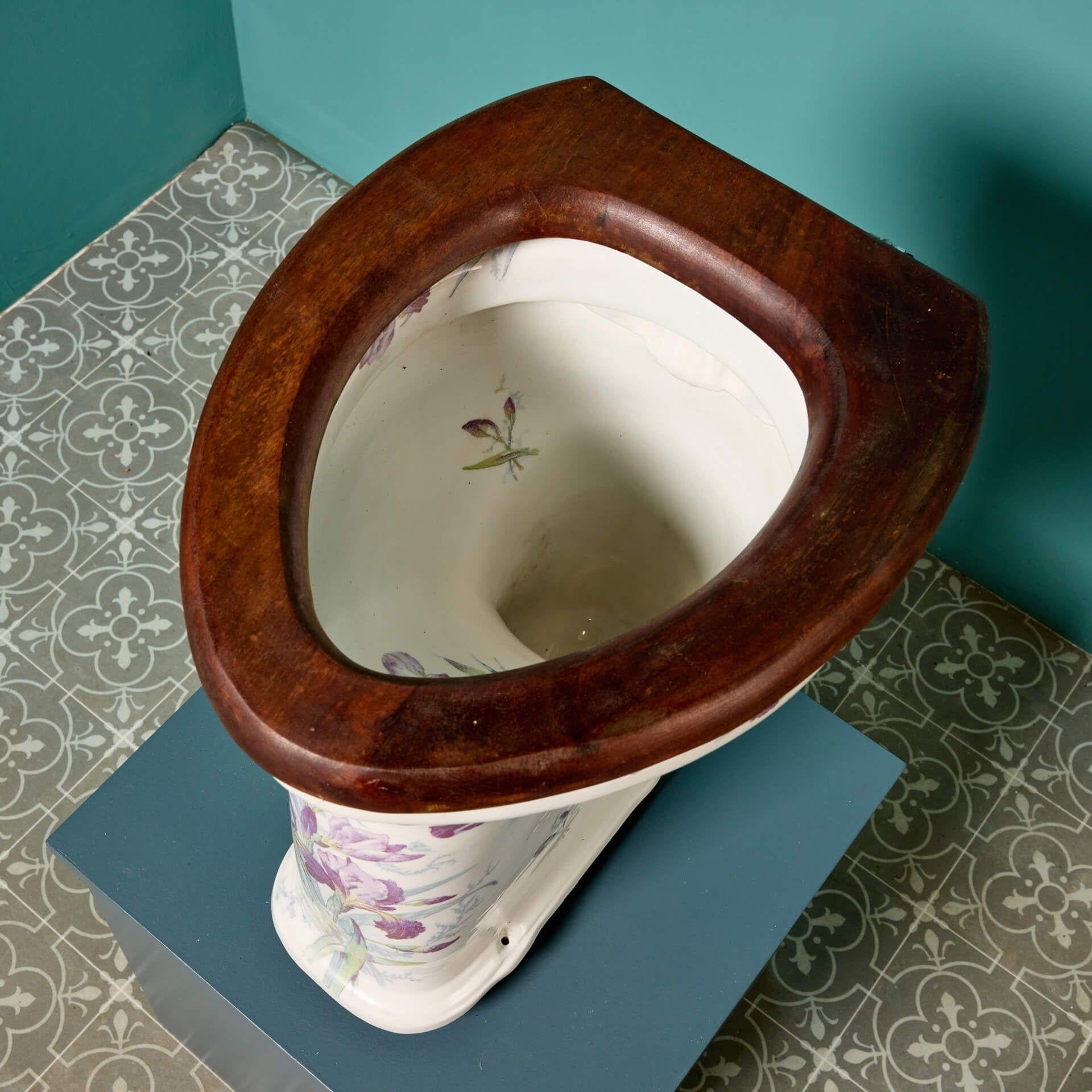 English Antique Victorian Floral Toilet For Sale