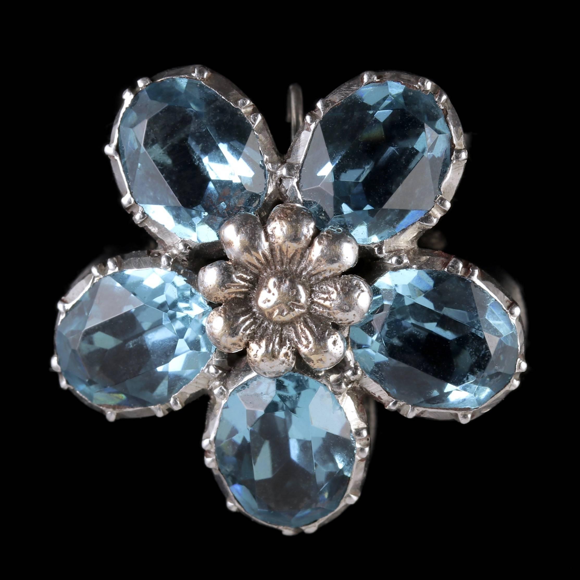 To read more please click continue reading below-

These fabulous antique Victorian Silver flower earrings are adorned with sparkling blue Paste Stone petals, Circa 1890. 

Paste is a transparent flint glass that simulates the fire and brilliance of