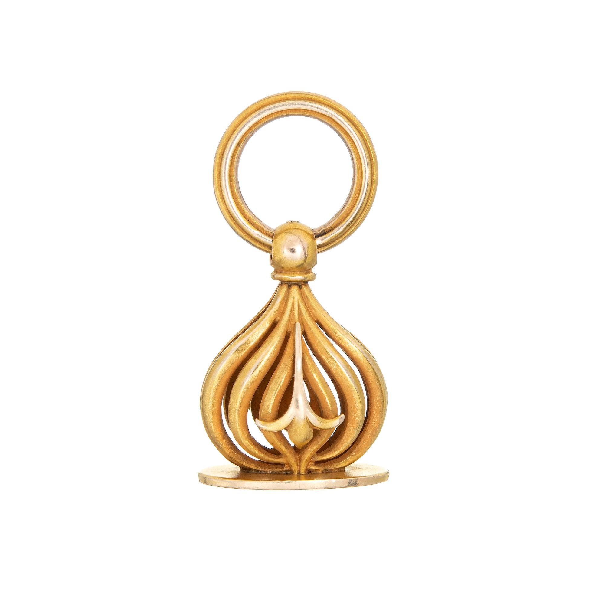 Lovely antique Victorian fob (circa 1880s to 1900s) crafted in 14 karat yellow gold. 

The beautifully detailed antique fob was originally worn by a gentleman with a pocket watch, a stylish addition to any outfit. Today watch fobs are great worn as